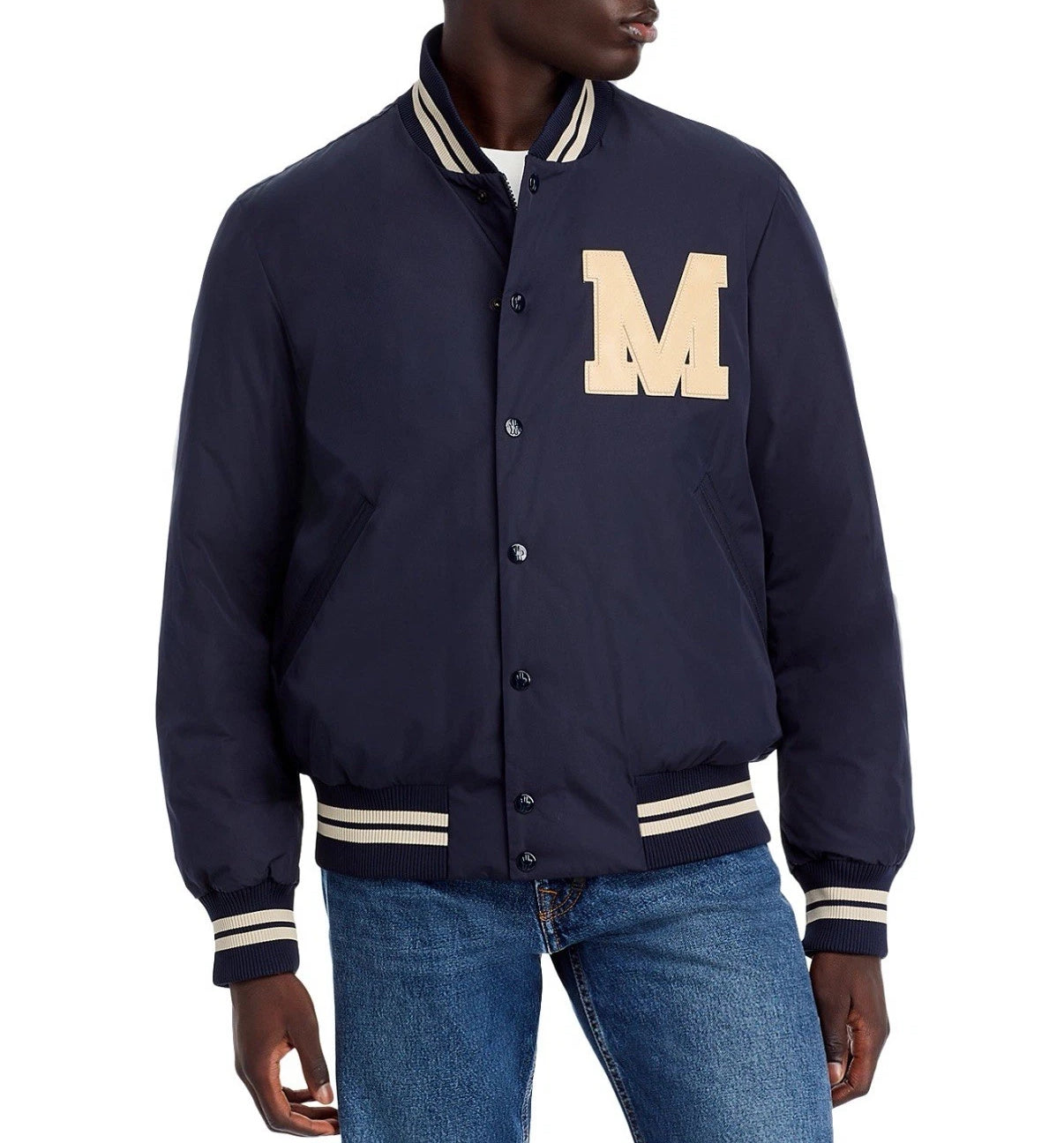 Moncler Latelin Embroidered Varsity Bomber Jacket Size TG 3 M-L